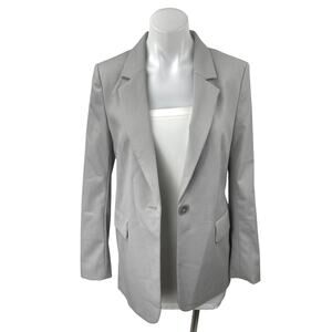 H&M Women's Gray Long Sleeve Notch One Button Blazer Coat Suit Jacket Size XS